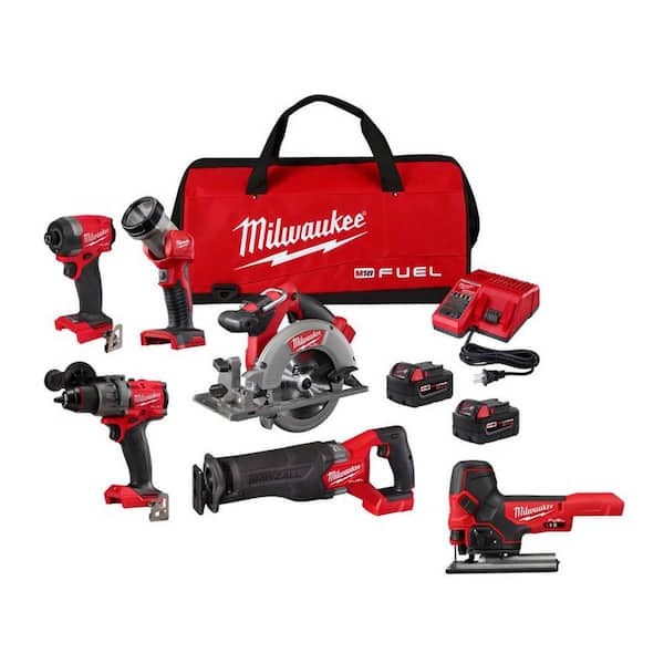 Milwaukee M18 FUEL 18-Volt Lithium-Ion Brushless Cordless Combo Kit (5-Tool) with Barrel Grip Jig Saw