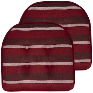 Bradford Stripe U-Shape Memory Foam 17 in.x16 in. Non-Slip Back, Chair Cushion (2-Pack) Burgundy