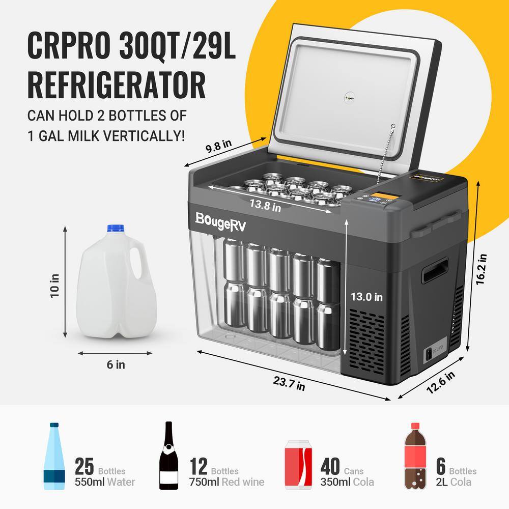 Compact Black 30 Quart Smart RV Refrigerator