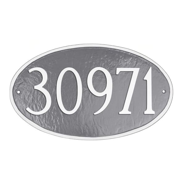 Classic Oval Small Address Sign Plaque - Gray/White