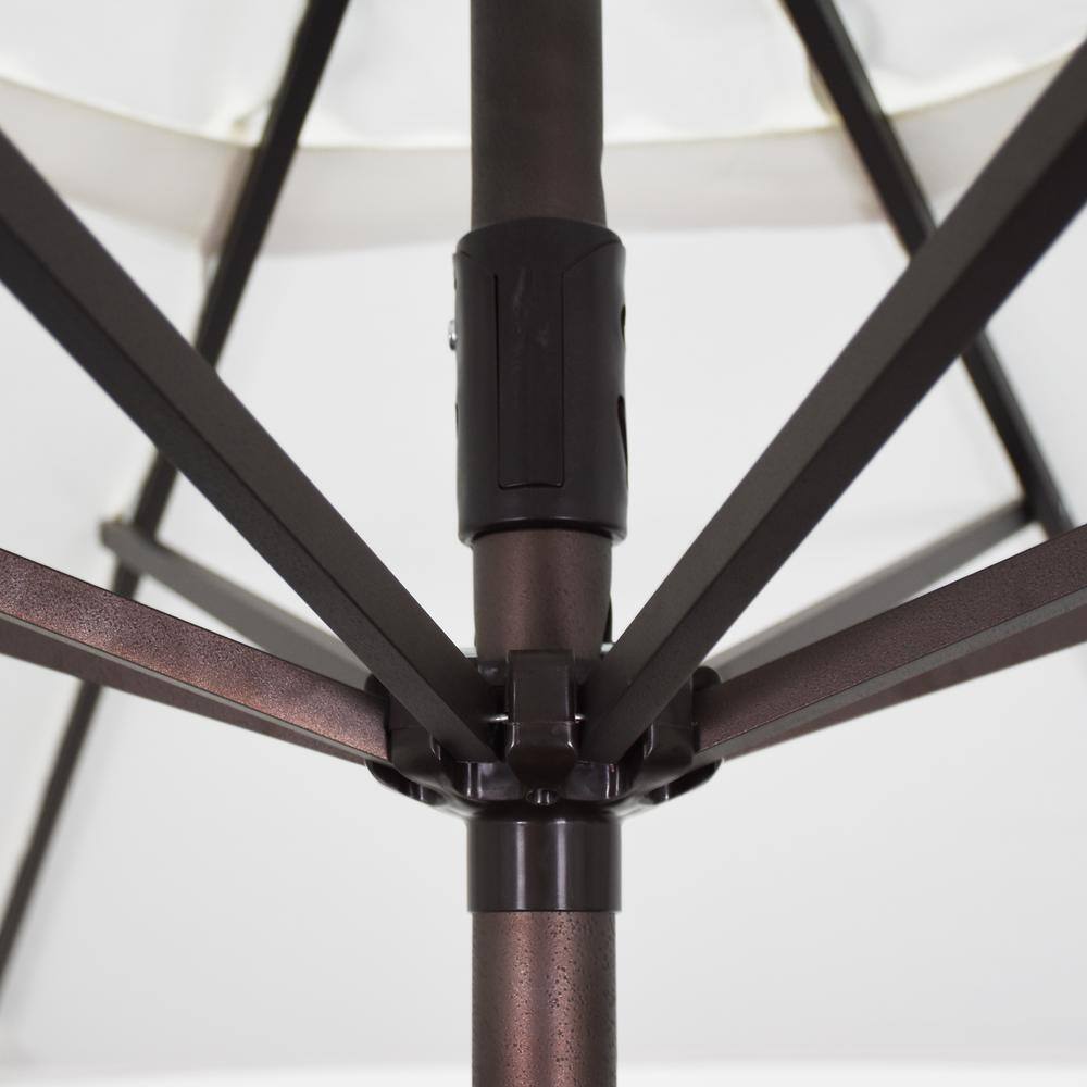 9 ft. Jockey Red Octagon Market Umbrella with Bronze Aluminum Pole