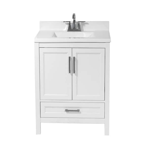 Amluxx Salerno 25 in. Bath Vanity in White with Cultured Marble Vanity ...