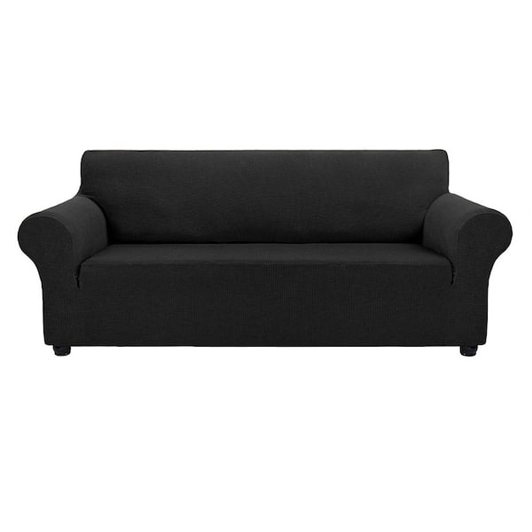 Large 3-Seater Sofa Cover Slipcover Protector, Washable Pet-Friendly Jacquard Fabric Furniture Cover in Black