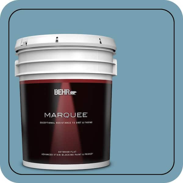 BEHR MARQUEE 5 gal. #S480-4 Saga Blue Flat Exterior Paint & Primer