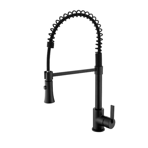 Single-Handle Pull-Down Sprayer Kitchen Faucet with 2-Function Sprayhead in Matte Black Single-Handle Pull-Down Sprayer Kitchen Faucet with 2-Function Sprayhead in Matte Black