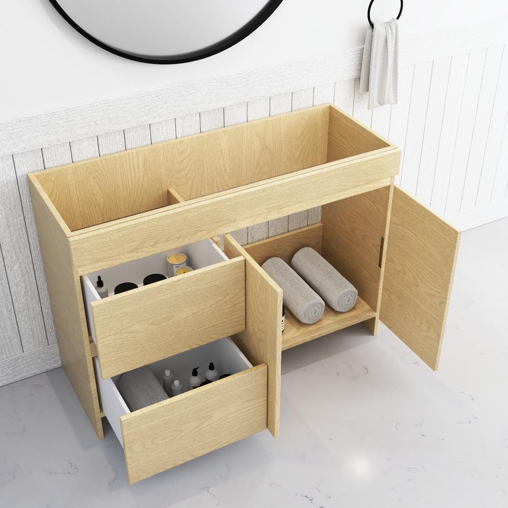 Cinnamon 48" White Oak Freestanding Bathroom Vanity Base