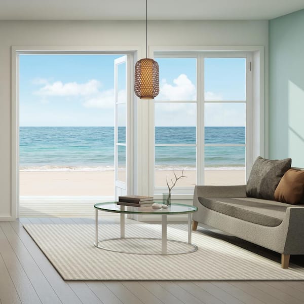 Bodhi 60-Watt 1-Light Black with Stained Cane Tropical Pendant Light with Black Accents and No Bulbs Included