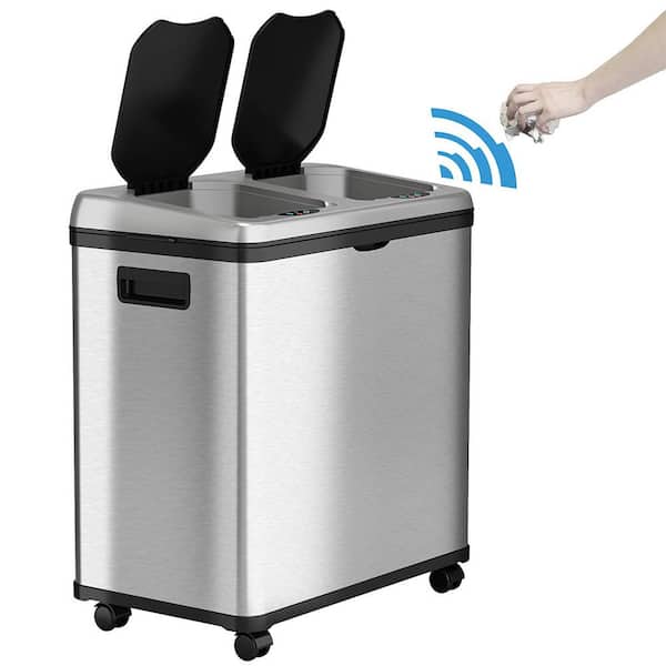Large Capacity Touchless Sensor Trash Can with Lid Kitchen Bin Recycling Bin 