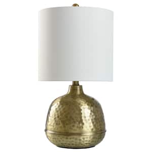 16.5 in. Gold Table Lamp with White Hardback Fabric Shade
