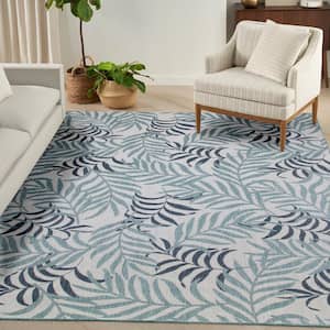 Garden Oasis Blue 8 ft. x 10 ft. Nature-inspired Contemporary Area Rug