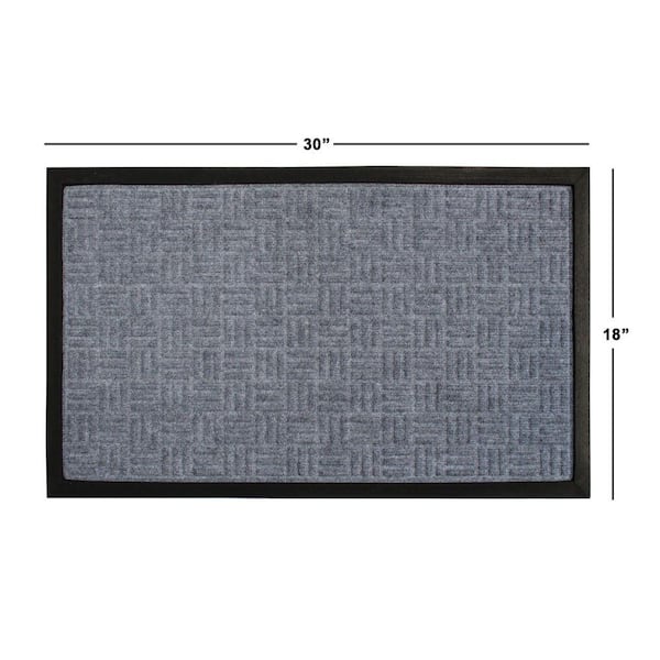Patterned Gray 24 in. x 36 in. Rubber Non-Slip Indoor Outdoor Doormat