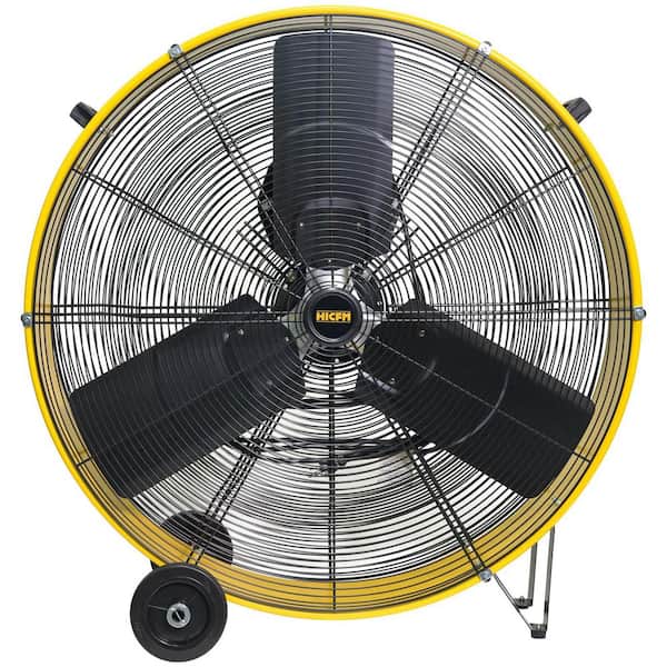 HICFM 30 in. Yellow Heavy Duty Barrel Drum Fan, 13300 CFM, DC Brushless Motor, UL Listed, Workshop and Garage Use