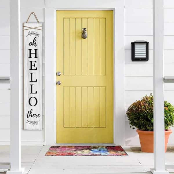 47 in. H White Oh Hello Wooden Welcome Porch Wall Sign HPF2HT6SJM