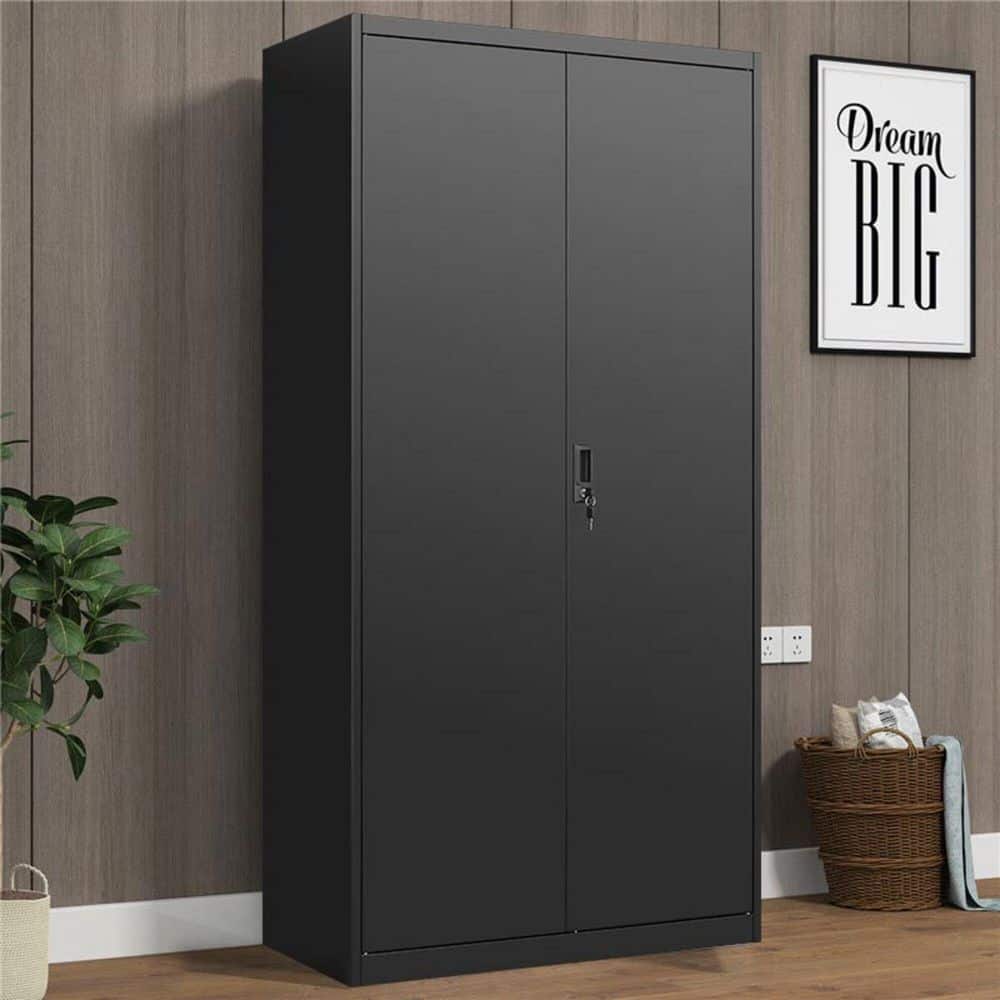 hide Closet Collection【美品】 Noble House Adrienne Black 70.87 in. H Metal Large Storage Cabinet