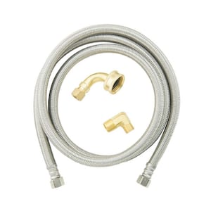 Plumb Pak PP25529 Ice Maker Supply Line, 1/4 In, Compression, 120 In,  Stainless Steel, No Size, No Color