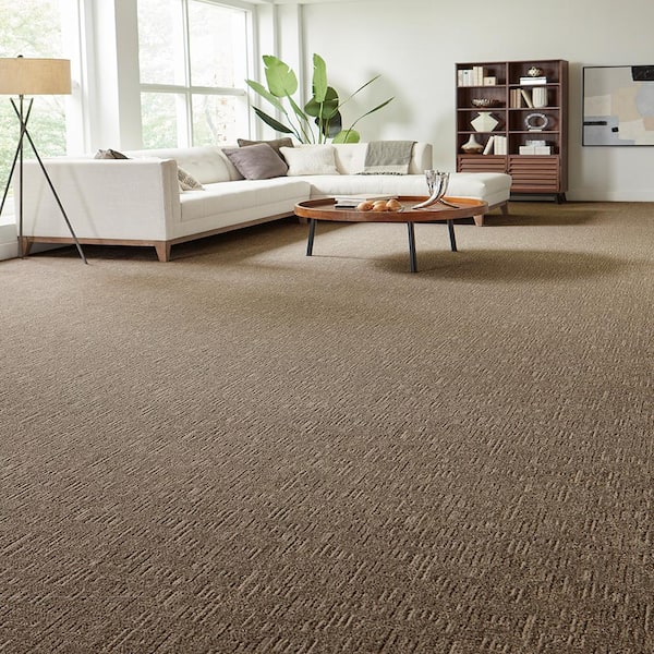 Star of the Show Dazzling Brown 37 oz. Polyester Pattern Installed Carpet