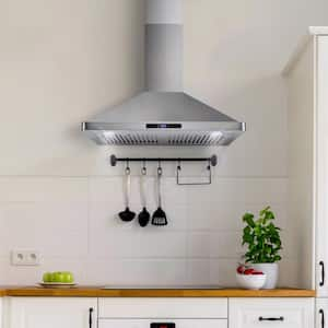 30 in. Ductless Wall Mount Range Hood in Stainless Steel with LED Lighting and Carbon Filter Kit for Recirculating