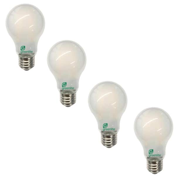 Greenlite 60W Equivalent Soft White A19 Dimmable LED Chip-On-Glass Filament Style Light Bulb (4-Pack)