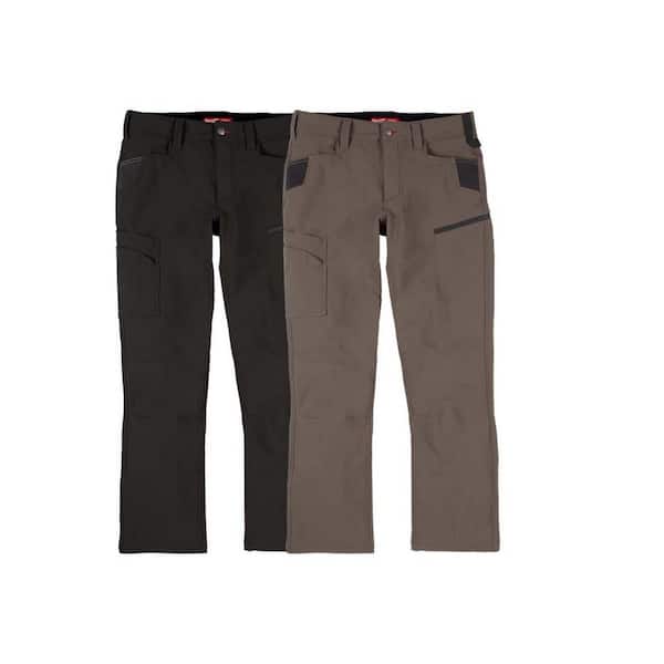 Milwaukee Men's 32 in. x 34 in. Black and Brown FREEFLEX Tech Work Pants with 7 Pockets (2-Pack)