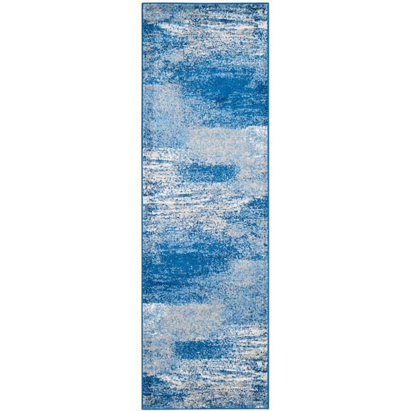 SAFAVIEH Adirondack Silver/Blue 3 ft. x 10 ft. Solid Runner Rug
