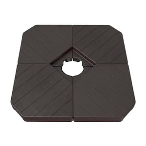 4 Pieces 430 lbs. HDPE Patio Umbrella Base Cantilever Umbrella Base for M Series with Water, Sand Filled in Dark Brown