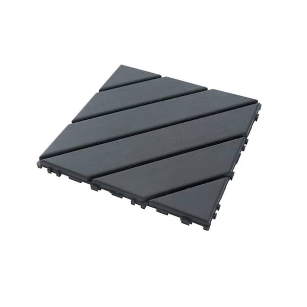 Tidoin Outdoor 1 ft. x 1 ft. Composite Interlocking Tile Deck Tile in Gray(27 Per Box)