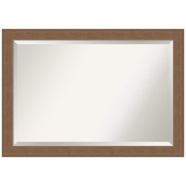 Amanti Art Medium Rectangle Alta Medium Brown Beveled Glass Casual Mirror (28.5 in. H x 40.5 in. W)