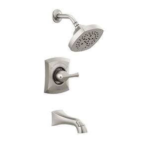 Pierce Single-Handle 5-Spray Tub and Shower Faucet in Spot Shield Brushed Nickel (Valve Included)