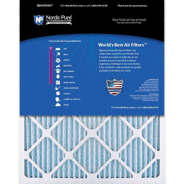 Nordic Pure 16 X 24 X 1 Pure Baking Soda Odor Deodorizing Fpr 6 Air Filter 3 Pack 16x24x1pbs 3 The Home Depot