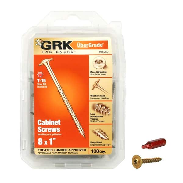 GRK Fasteners #8 x 1 in. Star Drive Flat Washer Head Cabinet Screw (100-Pack)