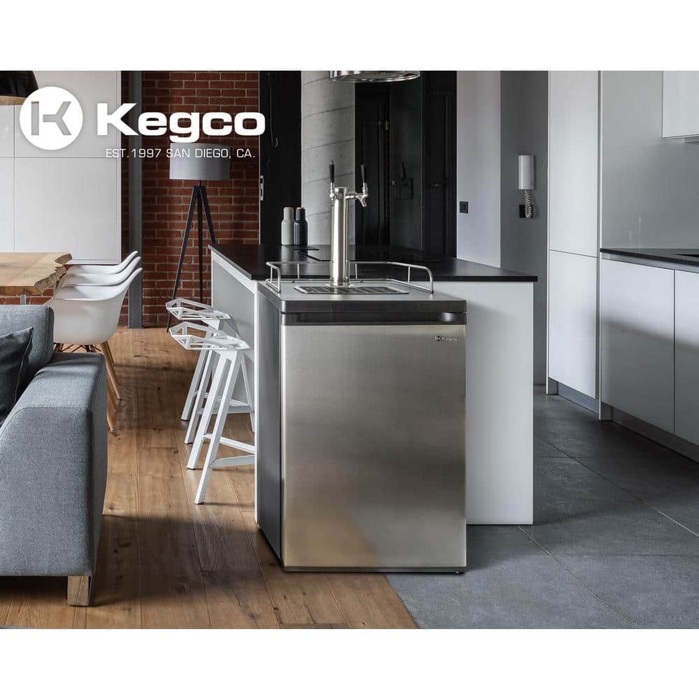 Stainless Steel Dual Tap Freestanding Kegerator with Adjustable Temperature