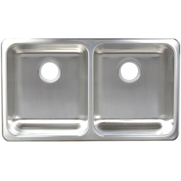 Franke Dual Mount Stainless Steel 33.25.in 0 hole Double Bowl Kitchen Sink