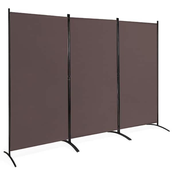 Costway 6 ft. Brown 3-Panel Room Divider