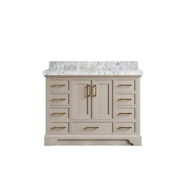 Willow Collections Charlotte 48 in. Single Sink Freestanding Fine Grain Bath Vanity with Carrara Marble Top