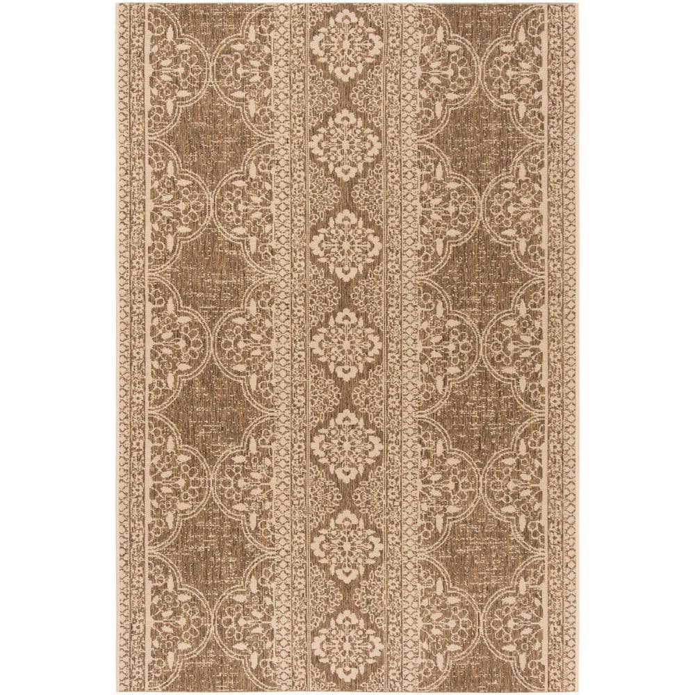 Beach House Cream and Beige Synthetic Indoor/Outdoor Area Rug