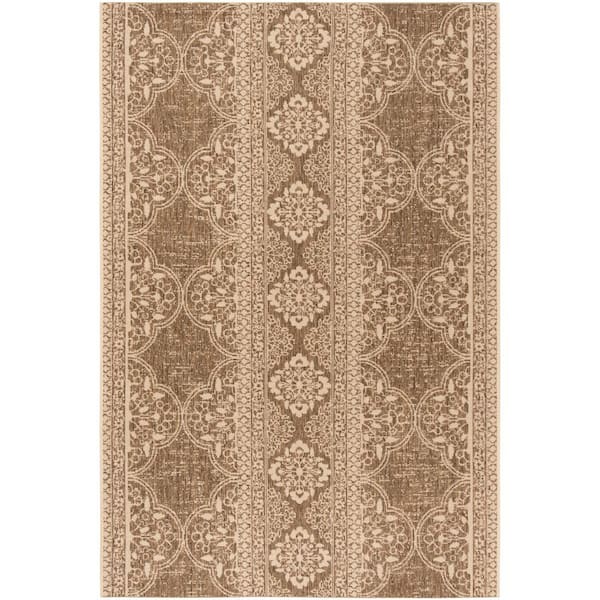 SAFAVIEH Beach House Cream/Beige Doormat 2 ft. x 4 ft. Damask Floral Indoor/Outdoor Area Rug