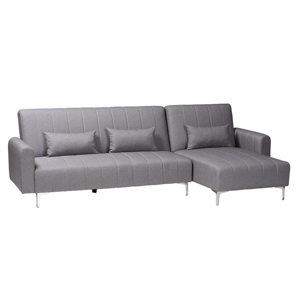 Baxton Studio Lanoma 103.1 in. Slate Grey Fabric Twin Size Sofa Bed