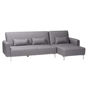 Lanoma 103.1 in. Slate Grey Fabric Twin Size Sofa Bed