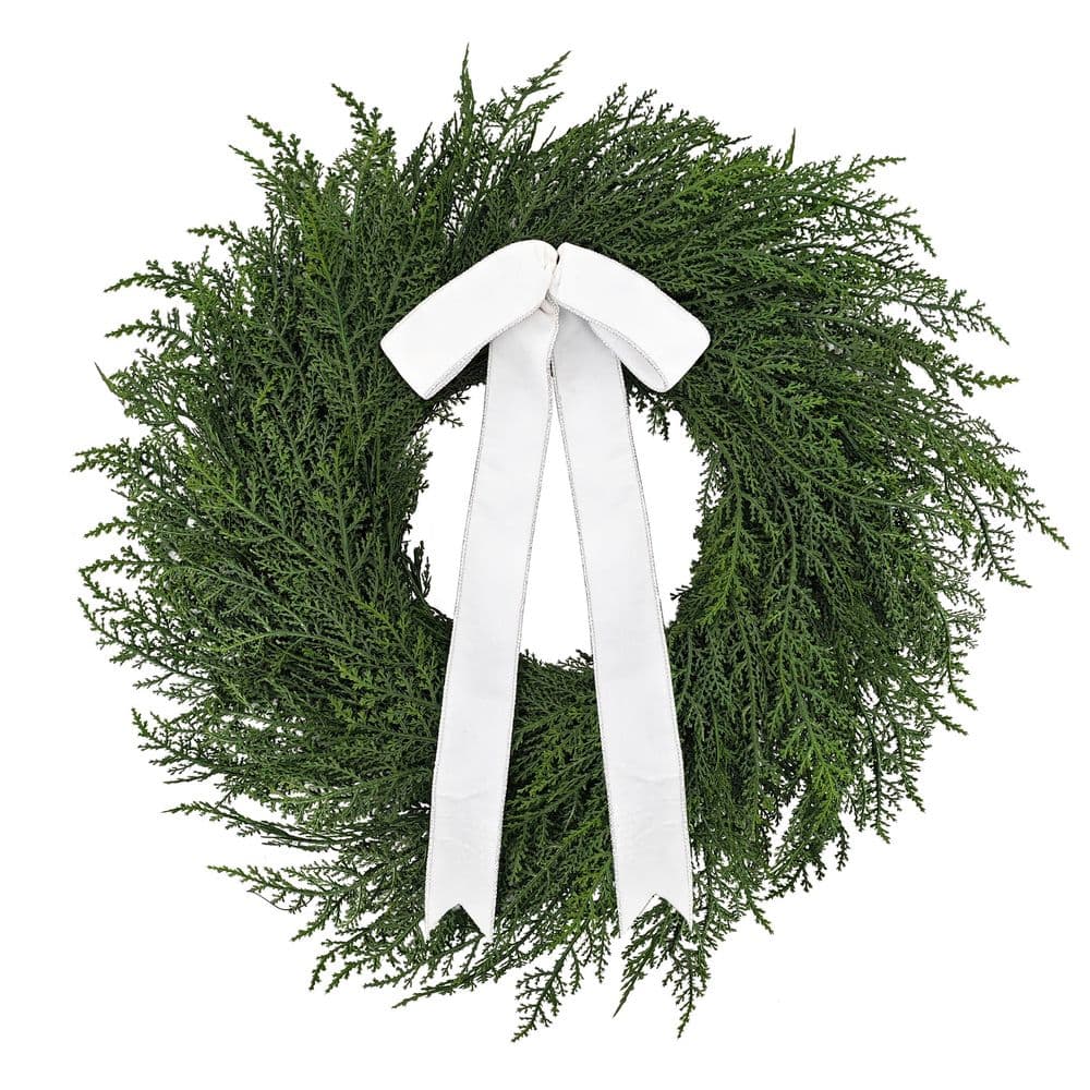 22 in. PE Cypress Artificial Christmas Wreath with Bow price history on PriceWatchPro