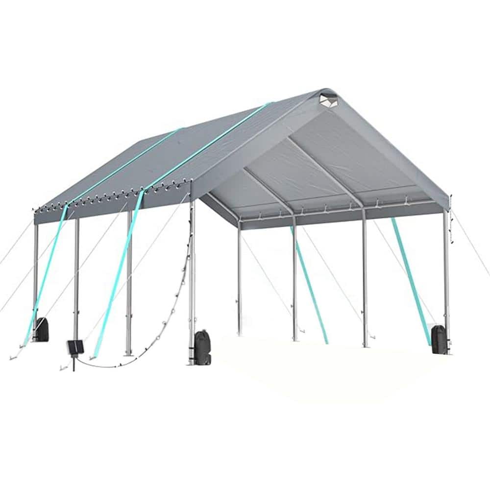 12 ft. x 20 ft. Adjustable Carport Canopy-Portable Tent Garage with 4 Adjus