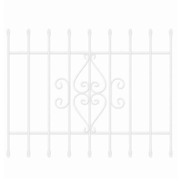 Unique Home Designs 48 in. x 36 in. Su Casa White 9-Bar Window Guard