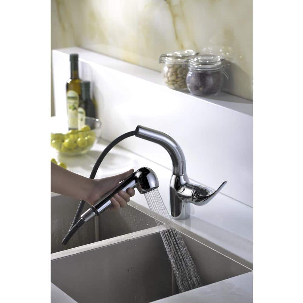 Chrome Single-Handle Pull-Out Spray Kitchen Faucet
