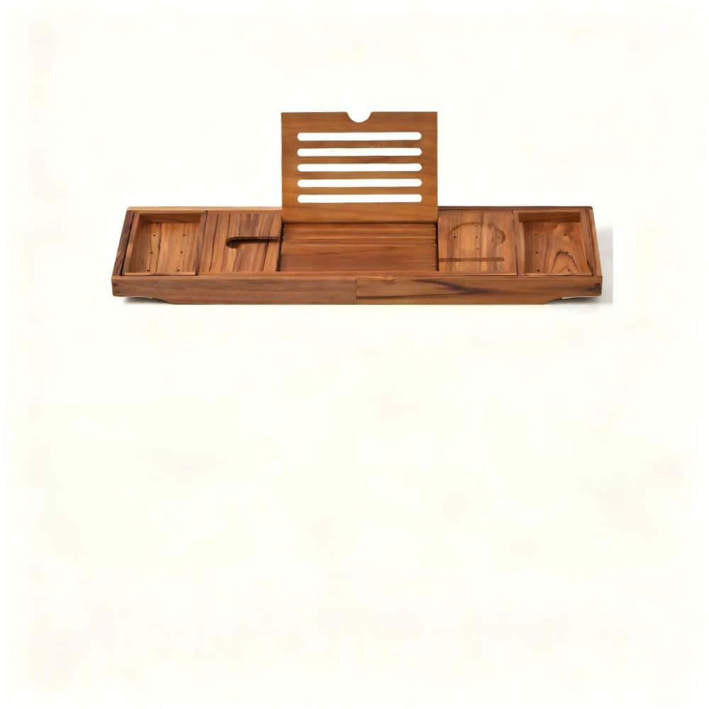 Teak Bathtub Caddy Tray with Book Stand and Soap Holder price history on PriceWatchPro
