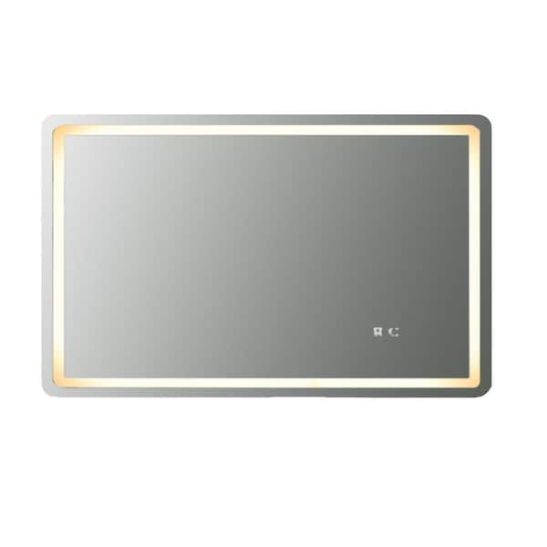 Unbranded 36 in. W x 28 in. H Anti-Fog Dimmable Rectangular Frameless Wall Bathroom Vanity Mirror in White with Memory