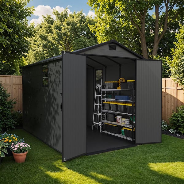 Patiowell 6 ft. W x 10 ft. D Outdoor Resin Plastic Shed with Floor