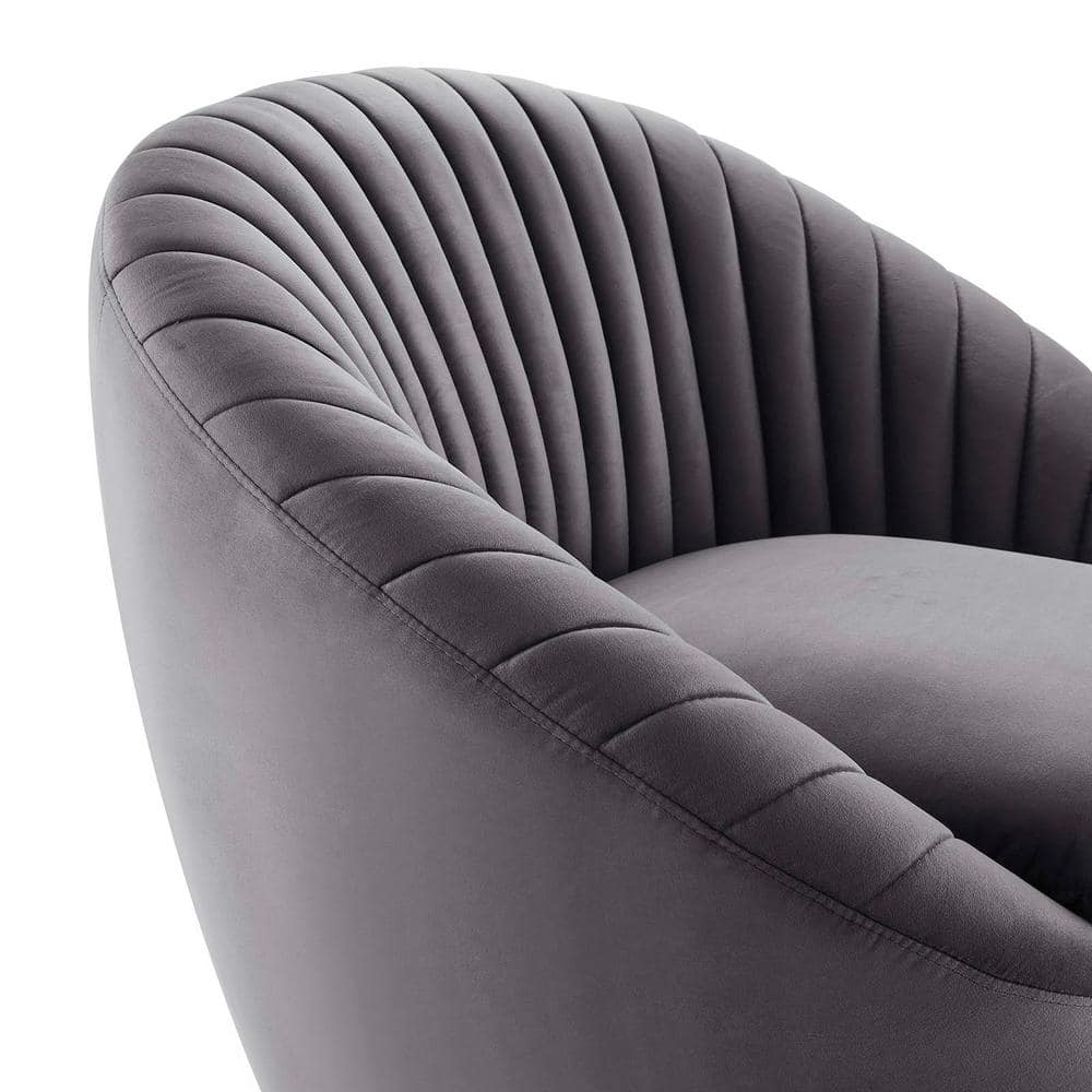 Gold Gray Velvet 32" Luxurious Swivel Accent Chair