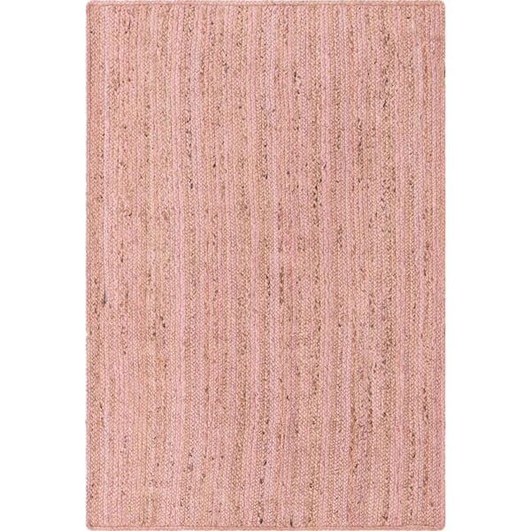 Braided Jute Dhaka Light Pink 4 ft. 1 in. x 6 ft. 1 in. Area Rug