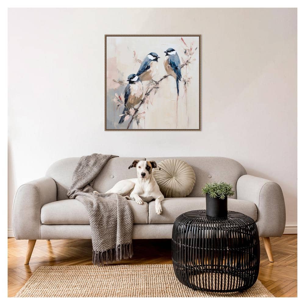 Elegant Bird Silhouettes I Canvas Print with Bronze Frame