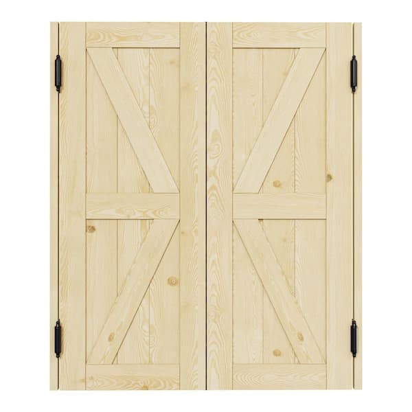 Cafe Door 36 in. x 42 in. Double Panel Unfinished Indoor Vacant Doorway Pine Wood Swinging Saloon Door With Hardware