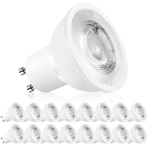 Jeg er stolt bruge afdeling LUXRITE 50-Watt Halogen Equivalent MR16 Dimmable GU10 Base LED Light Bulbs  Enclosed Fixture Rated 4000K Cool White (16-Pack) LR21502-16PK - The Home  Depot